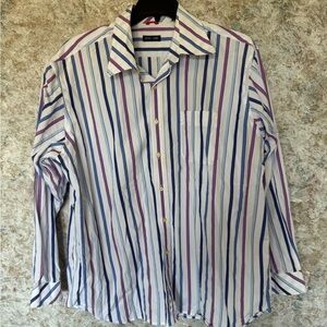 Otto Kern Men's Multicolor Striped Casual Shirt